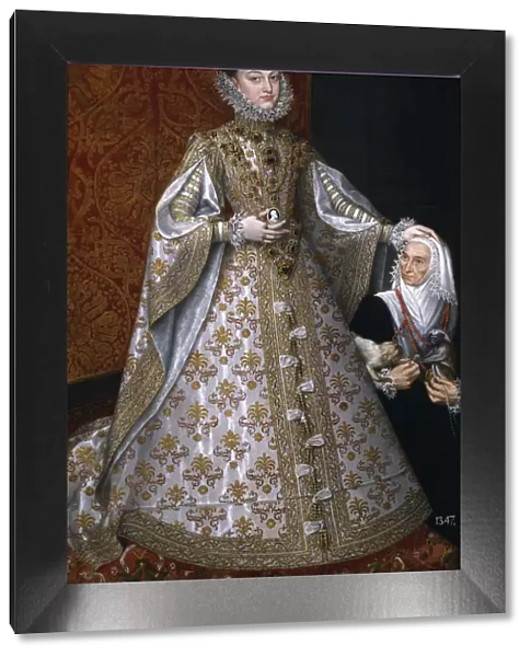 The Infanta Isabel Clara Eugenia (1566-1633) with the Dwarf, Magdalena Ruiz, 1585-1588. Artist: Sanchez Coello, Alonso (1531-1588)