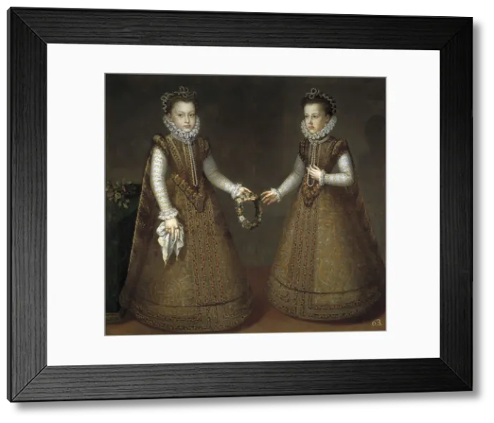 Framed Print : The Infantas Isabel Clara Eugenia (1566-1633) and Catherine Michelle of Spain (1567-1597), ca. 1575. Artist: Sanchez Coello, Alonso (1531-1588) Framed Print : The Infantas Isabel Clara Eugenia (1566-1633) and Catherine Michelle of Spain (1567-1597), ca. 1575. Artist: Sanchez Coello, Alonso (1531-1588)