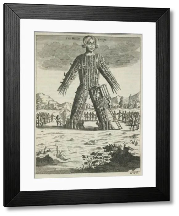 Framed Print : Wicker man (from Britannia Antiqua Illustrata by Aylett Sammes), 1676. Artist: Anonymous Framed Print : Wicker man (from Britannia Antiqua Illustrata by Aylett Sammes), 1676. Artist: Anonymous