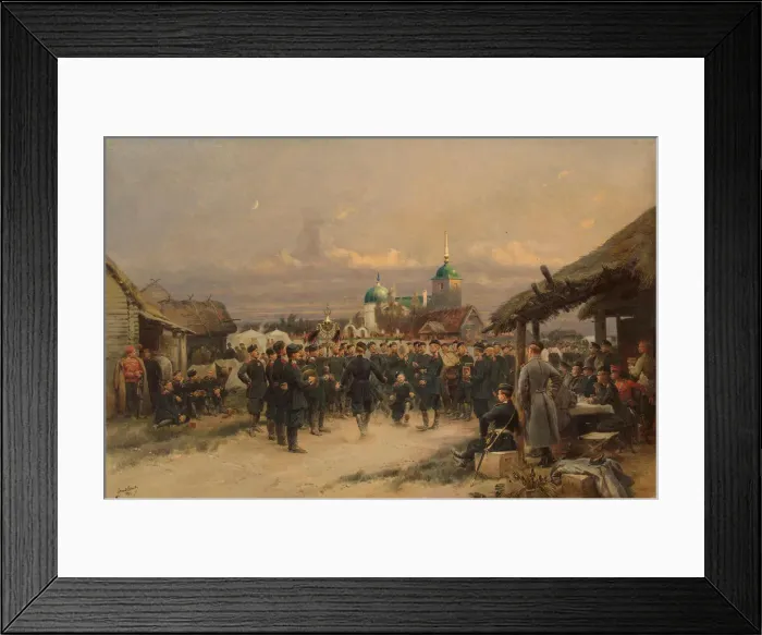 Framed Print : Singers of the Life-Guards 4th The Imperial Familys Rifle Battalion at Tsarskoye Selo, 1889. Artist: Detaille, Edouard (1848-1912) Framed Print : Singers of the Life-Guards 4th The Imperial Familys Rifle Battalion at Tsarskoye Selo, 1889. Artist: Detaille, Edouard (1848-1912)