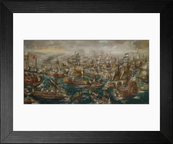 Framed Print : The Battle of Lepanto on 7 October 1571, 1640. Artist: Eertvelt, Andries van (1590-1652) Framed Print : The Battle of Lepanto on 7 October 1571, 1640. Artist: Eertvelt, Andries van (1590-1652)