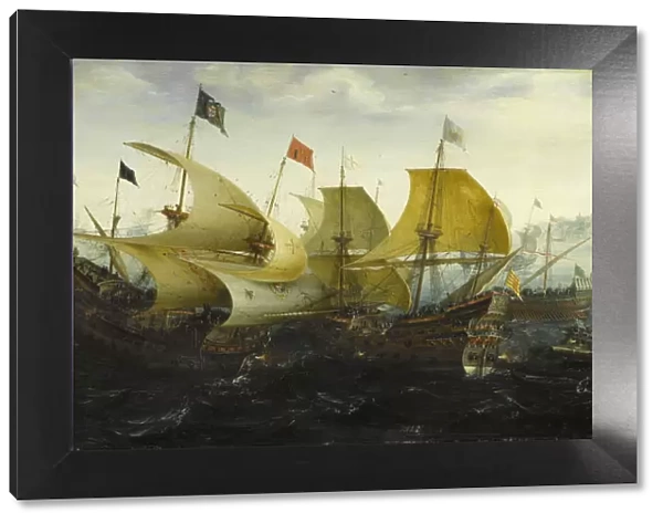 Battle of Cadiz (Dutch and English Ships Attack the Spanish Armada), 1608. Artist: Aert Anthonisz. (Aert van Antum) (ca. 1580-1620)