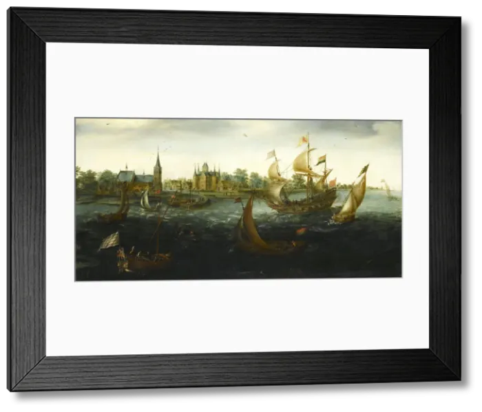 Framed Print : The Eendracht before IJsselmonde, 1618. Artist: Aert Anthonisz. (Aert van Antum) (ca. 1580-1620) Framed Print : The Eendracht before IJsselmonde, 1618. Artist: Aert Anthonisz. (Aert van Antum) (ca. 1580-1620)