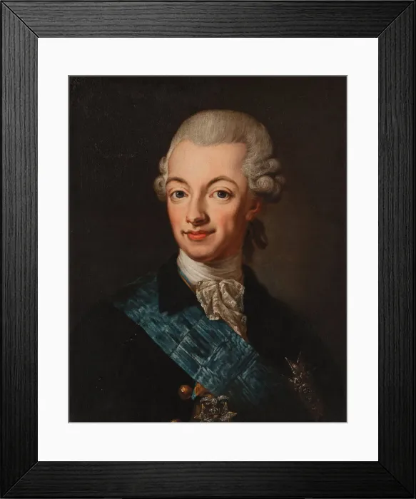 Framed Print : Portrait of Gustav III of Sweden, c. 1790. Artist: Pasch, Lorenz II (1733-1805) Framed Print : Portrait of Gustav III of Sweden, c. 1790. Artist: Pasch, Lorenz II (1733-1805)