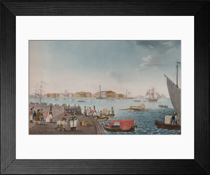 Framed Print : View of the Neva River and the Stock exchange in Saint Petersburg, Early 1800s. Artist: Anonymous Framed Print : View of the Neva River and the Stock exchange in Saint Petersburg, Early 1800s. Artist: Anonymous