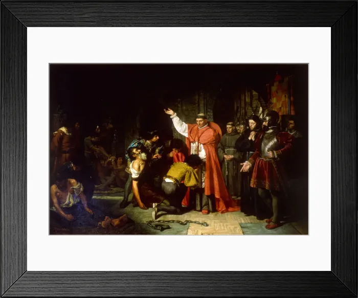 Framed Print : The liberation of Christian prisoners of Oran by Cardinal Cisneros, 1869. Artist: Jover y Casanova, Francisco (1836-1890) Framed Print : The liberation of Christian prisoners of Oran by Cardinal Cisneros, 1869. Artist: Jover y Casanova, Francisco (1836-1890)