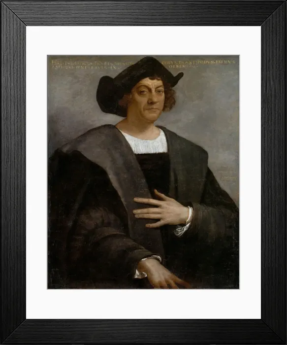 Framed Print : Portrait of Christopher Columbus, 1519. Artist: Piombo, Sebastiano, del (1485-1547) Framed Print : Portrait of Christopher Columbus, 1519. Artist: Piombo, Sebastiano, del (1485-1547)