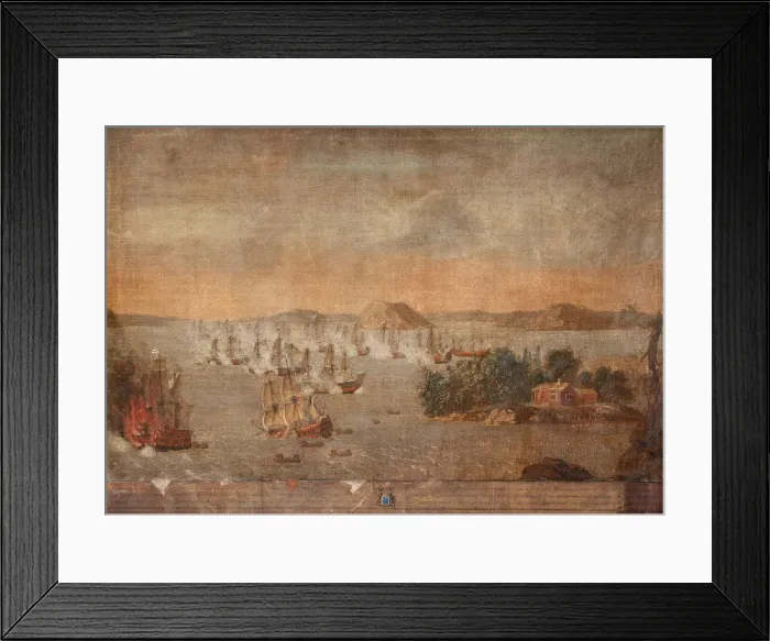 Framed Print : The Battle of Hoglande on 22 July 1713, 1713. Artist: Anonymous Framed Print : The Battle of Hoglande on 22 July 1713, 1713. Artist: Anonymous
