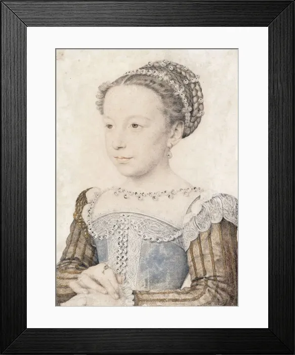 Framed Print : Portrait of Margaret of Valois (1553-1615), ca 1559. Artist: Clouet, Francois (1510-1572) Framed Print : Portrait of Margaret of Valois (1553-1615), ca 1559. Artist: Clouet, Francois (1510-1572)