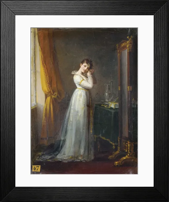 Framed Print : Woman trying on Earrings (Constance Mayer), ca 1806. Artist: Prud hon, Pierre-Paul (1758-1823) Framed Print : Woman trying on Earrings (Constance Mayer), ca 1806. Artist: Prud hon, Pierre-Paul (1758-1823)