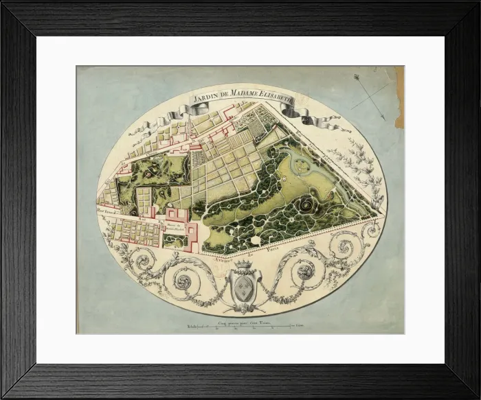 Framed Print : Plan of the Montreuil Estate of Madame Elisabeth, 1788. Artist: Huve, Jean-Jacques (1742-1808) Framed Print : Plan of the Montreuil Estate of Madame Elisabeth, 1788. Artist: Huve, Jean-Jacques (1742-1808)