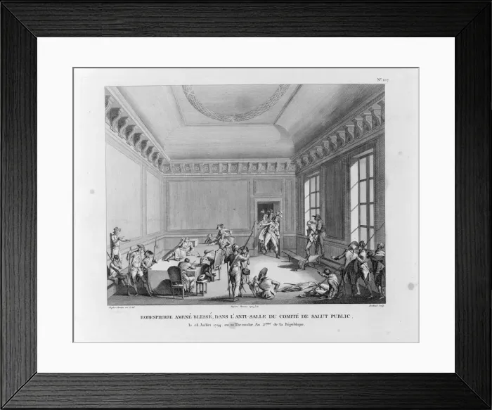 Framed Print : The Arrest of Robespierre on 27 July 1794, 1794. Artist: Berthault, Pierre Gabriel (1748-1819) Framed Print : The Arrest of Robespierre on 27 July 1794, 1794. Artist: Berthault, Pierre Gabriel (1748-1819)