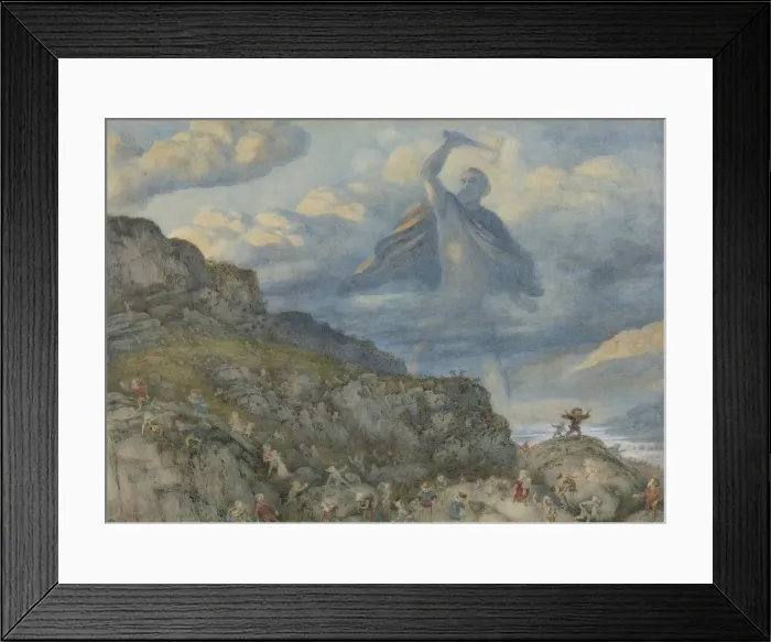 Framed Print : Thor and the Dwarves, 1878. Artist: Doyle, Richard (1824-1883) Framed Print : Thor and the Dwarves, 1878. Artist: Doyle, Richard (1824-1883)