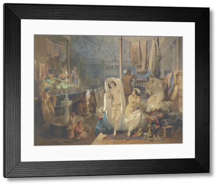 Framed Print : In the Hammam, 1854. Artist: Preziosi, Amedeo (1816-1882) Framed Print : In the Hammam, 1854. Artist: Preziosi, Amedeo (1816-1882)