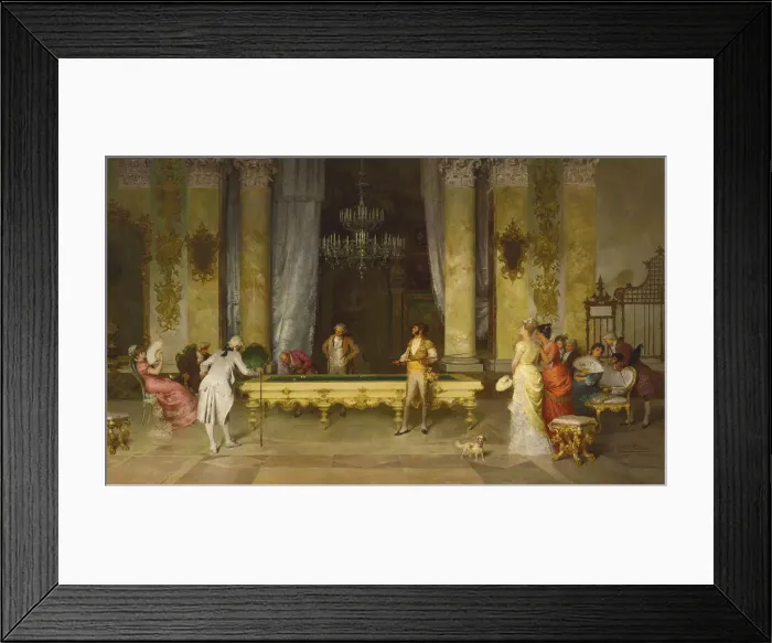 Framed Print : Game of Billiards. Artist: Beda, Francesco (1840-1900) Framed Print : Game of Billiards. Artist: Beda, Francesco (1840-1900)