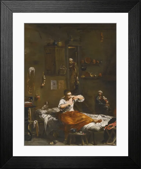 Framed Print : The Flea Hunt. Artist: Crespi, Giuseppe Maria (1665-1747) Framed Print : The Flea Hunt. Artist: Crespi, Giuseppe Maria (1665-1747)