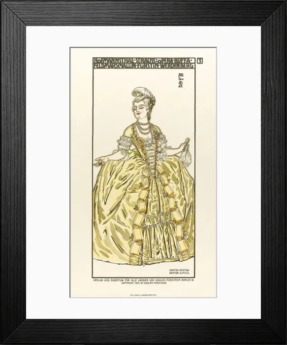 Framed Print : Costume Design for the opera Der Rosenkavalier (The Knight of the Rose) by Richard Strauss, 1910. Artist: Roller, Alfred (1864-1935) Framed Print : Costume Design for the opera Der Rosenkavalier (The Knight of the Rose) by Richard Strauss, 1910. Artist: Roller, Alfred (1864-1935)