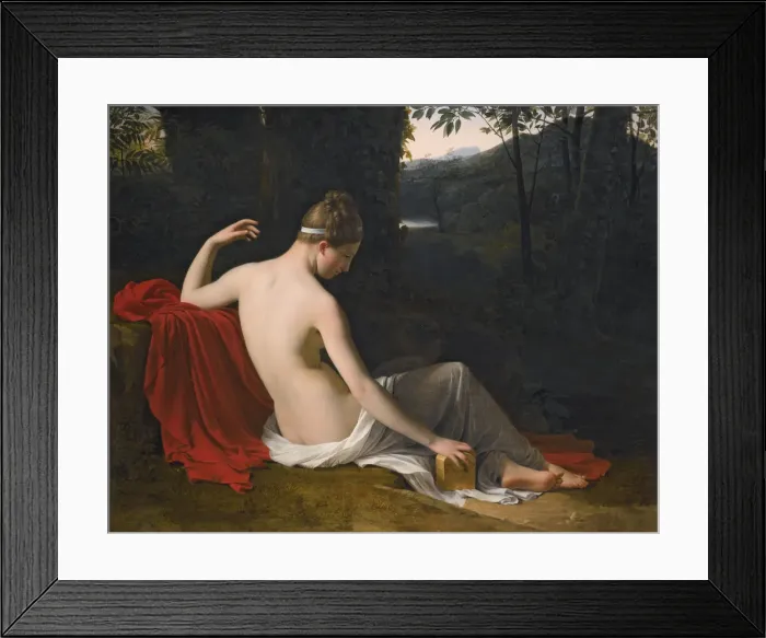 Framed Print : Pandora Reclining in a Wooded Landscape. Artist: Hersent, Louis (1777-1860) Framed Print : Pandora Reclining in a Wooded Landscape. Artist: Hersent, Louis (1777-1860)