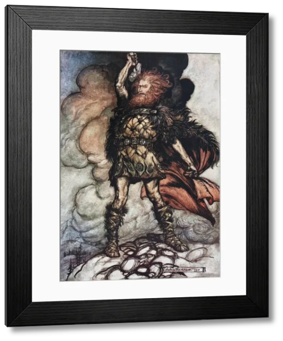 Framed Print : Donner, your lord, summons his hosts! Illustration for The Rhinegold and The Valkyrie by Richard W Artist: Rackham, Arthur (1867-1939) Framed Print : Donner, your lord, summons his hosts! Illustration for The Rhinegold and The Valkyrie by Richard W Artist: Rackham, Arthur (1867-1939)