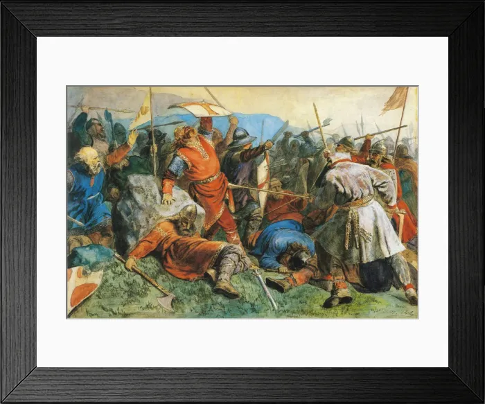 Framed Print : Saint Olav at the Battle of Stiklestad, 1859. Artist: Arbo, Peter Nicolai (1831-1892) Framed Print : Saint Olav at the Battle of Stiklestad, 1859. Artist: Arbo, Peter Nicolai (1831-1892)