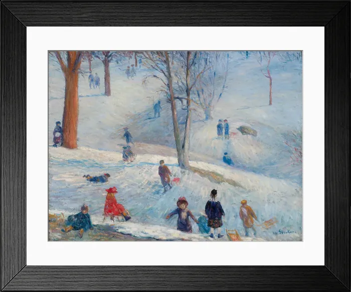Framed Print : Sledding, Central Park, 1912. Artist: Glackens, William James (1870-1938) Framed Print : Sledding, Central Park, 1912. Artist: Glackens, William James (1870-1938)