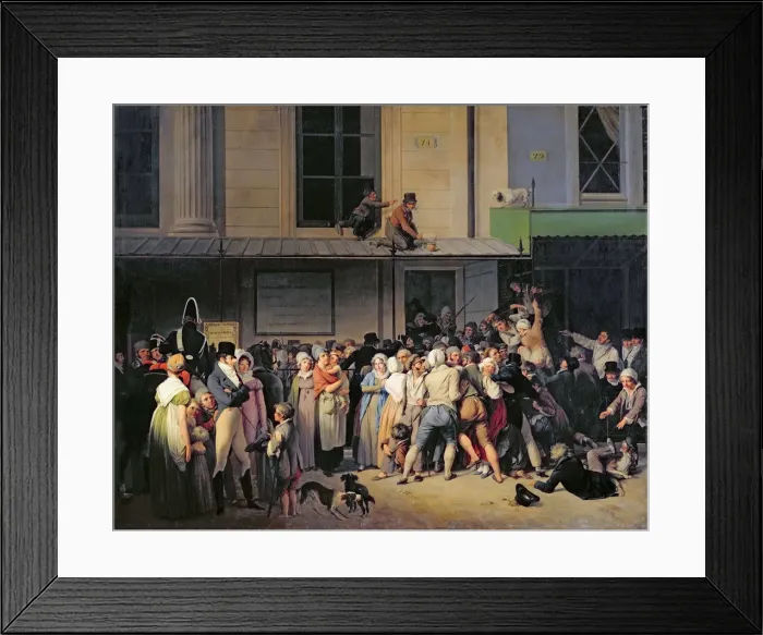Framed Print : The Entrance to the Theatre de l?Ambigu-Comique before a Free Performance, 1819. Artist: Boilly, Louis-Leopold (1761-1845) Framed Print : The Entrance to the Theatre de l?Ambigu-Comique before a Free Performance, 1819. Artist: Boilly, Louis-Leopold (1761-1845)