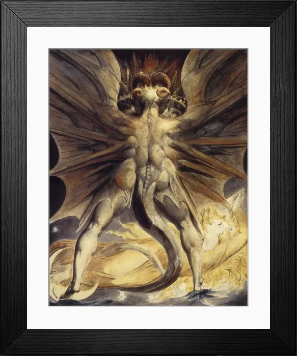 Framed Print : The Red Dragon and the Woman Clothed in Sun, ca 1802-1805. Artist: Blake, William (1757-1827) Framed Print : The Red Dragon and the Woman Clothed in Sun, ca 1802-1805. Artist: Blake, William (1757-1827)