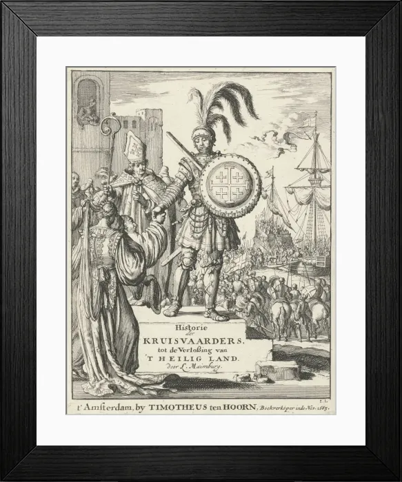 Framed Print : Knight with the coat of arms of Jerusalem (From: Historie der kruisvaarders, tot de verlossing van t Artist: Ten Hoorn, Timotheus (1644-1715) Framed Print : Knight with the coat of arms of Jerusalem (From: Historie der kruisvaarders, tot de verlossing van t Artist: Ten Hoorn, Timotheus (1644-1715)