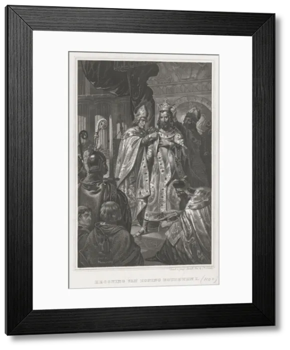 Framed Print : The coronation of Baldwin I on Christmas Day 1100, 19th century. Artist: Anonymous Framed Print : The coronation of Baldwin I on Christmas Day 1100, 19th century. Artist: Anonymous