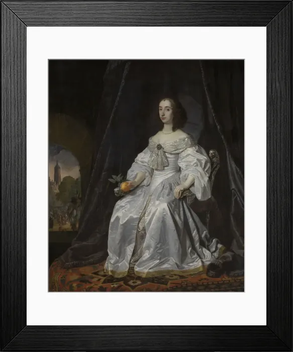 Framed Print : Portrait of Mary Stuart, Princess of Orange (1631-1660), as Widow of William II, 1652. Artist: Helst, Bartholomeus van der (1613-1670) Framed Print : Portrait of Mary Stuart, Princess of Orange (1631-1660), as Widow of William II, 1652. Artist: Helst, Bartholomeus van der (1613-1670)
