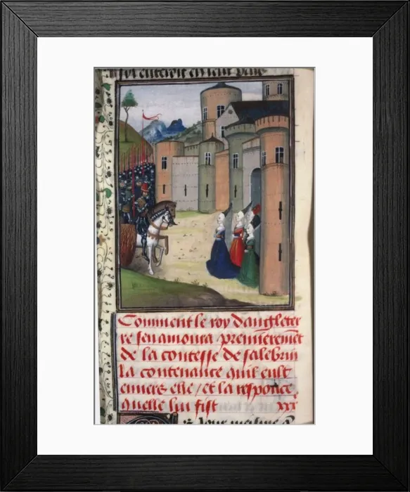 Framed Print : Edward III of England and Catherine Grandison. Miniature from Chroniques d Angleterre by Jean de Wav Artist: Anonymous Framed Print : Edward III of England and Catherine Grandison. Miniature from Chroniques d Angleterre by Jean de Wav Artist: Anonymous