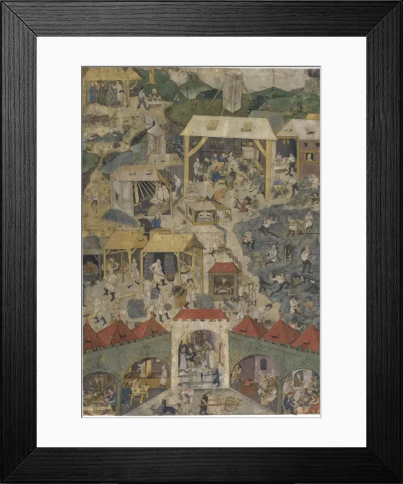 Framed Print : Silver mining and processing in Kutna Hora, Second Half of the 15th century. Artist: Master Matheus (Illuminator) ((?-1496)) Framed Print : Silver mining and processing in Kutna Hora, Second Half of the 15th century. Artist: Master Matheus (Illuminator) ((?-1496))
