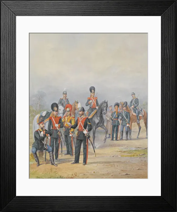 Framed Print : Officers and Soldiers of the Life-Guards Dragoon Regiment, 1873. Artist: Balashov, Pyotr Ivanovich (?-1888) Framed Print : Officers and Soldiers of the Life-Guards Dragoon Regiment, 1873. Artist: Balashov, Pyotr Ivanovich (?-1888)