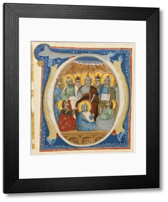 Framed Print : The Pentecost. Initial O from an Antiphoner, ca 1320. Artist: Anonymous Framed Print : The Pentecost. Initial O from an Antiphoner, ca 1320. Artist: Anonymous