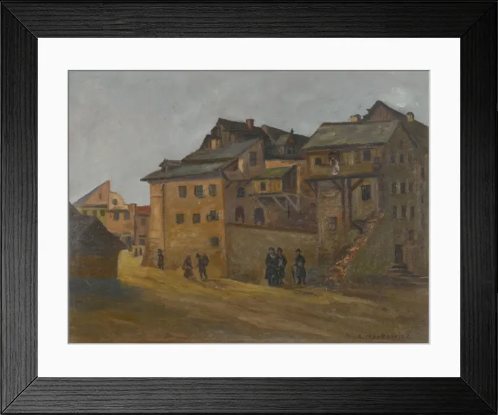 Framed Print : Jewish quarter in Krakow. Artist: Markowicz, Artur (1872-1934)