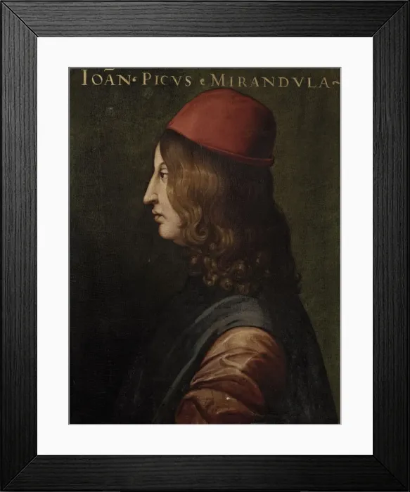 Framed Print : Portrait of Giovanni Pico della Mirandola (Giovio Series), 1562-1568. Artist: Dell Altissimo, Cristofano (1525-1605) Framed Print : Portrait of Giovanni Pico della Mirandola (Giovio Series), 1562-1568. Artist: Dell Altissimo, Cristofano (1525-1605)
