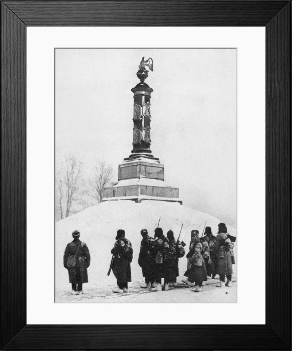 Framed Print : Soviet soldiers at the monument to the heroes of the War of 1812 in the village of Tarutino Kaluga r Artist: Anonymous Framed Print : Soviet soldiers at the monument to the heroes of the War of 1812 in the village of Tarutino Kaluga r Artist: Anonymous