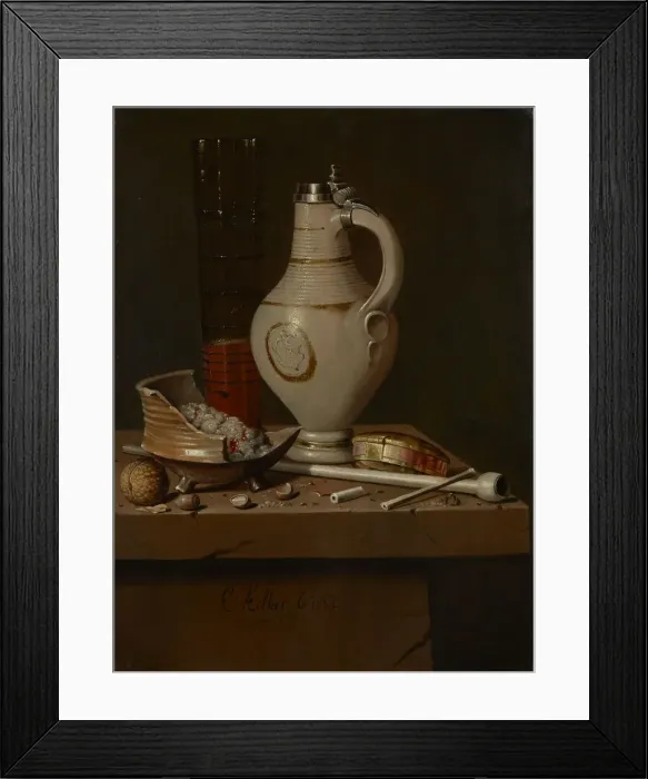 Framed Print : Still life with smoking utensils and beer mug, 1664. Artist: Collier, Edwaert (1642-1708) Framed Print : Still life with smoking utensils and beer mug, 1664. Artist: Collier, Edwaert (1642-1708)