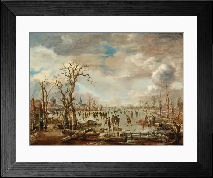 Framed Print : Winter Landscape with Ice pleasures, c. 1655. Artist: Neer, Aert, van der (1603-1677) Framed Print : Winter Landscape with Ice pleasures, c. 1655. Artist: Neer, Aert, van der (1603-1677)