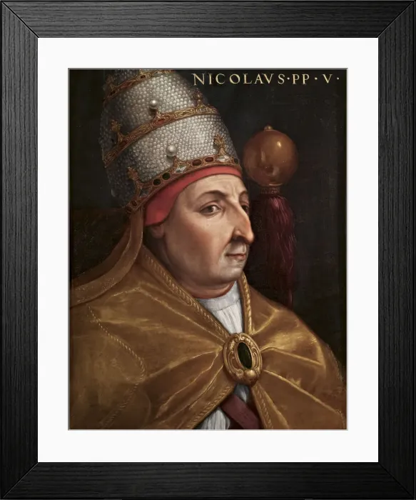 Framed Print : Portrait of Pope Nicholas V (Giovio Series), 1568. Artist: Dell Altissimo, Cristofano (1525-1605) Framed Print : Portrait of Pope Nicholas V (Giovio Series), 1568. Artist: Dell Altissimo, Cristofano (1525-1605)