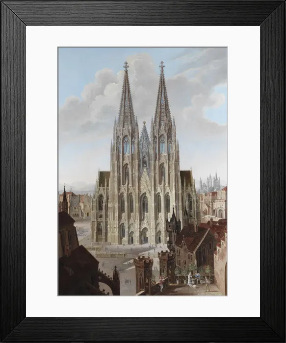 Framed Print : View of the west facade of the Cologne Cathedral, 1839. Artist: Enslen, Carl Georg (1792-1866) Framed Print : View of the west facade of the Cologne Cathedral, 1839. Artist: Enslen, Carl Georg (1792-1866)