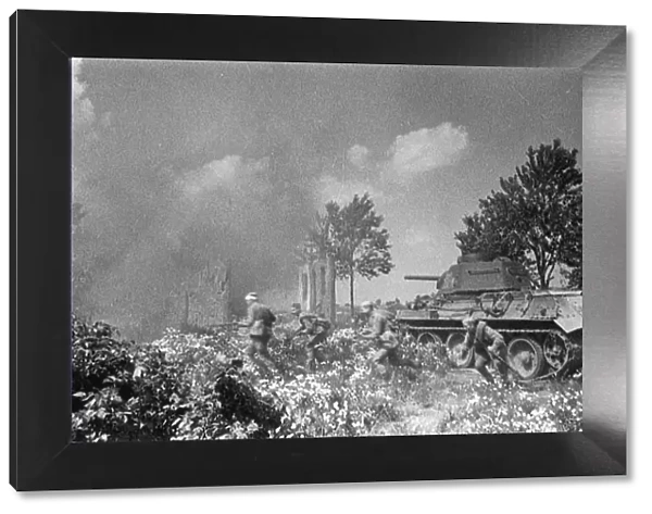 Operation Kutuzov. Soviet troops follow their tanks near Orel. Artist: Anonymous