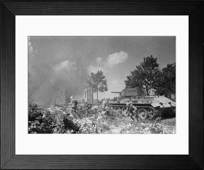 Framed Print : Operation Kutuzov. Soviet troops follow their tanks near Orel. Artist: Anonymous Framed Print : Operation Kutuzov. Soviet troops follow their tanks near Orel. Artist: Anonymous