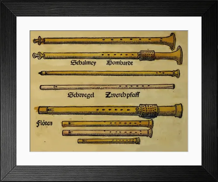 Framed Print : Illustration from Musica getutscht by Sebastianus Virdung, 1511. Artist: Virdung, Sebastian (1465-?) Framed Print : Illustration from Musica getutscht by Sebastianus Virdung, 1511. Artist: Virdung, Sebastian (1465-?)