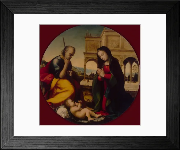 Framed Print : The Adoration of the Christ Child, c. 1500. Artist: Albertinelli, Mariotto (1474-1515) Framed Print : The Adoration of the Christ Child, c. 1500. Artist: Albertinelli, Mariotto (1474-1515)
