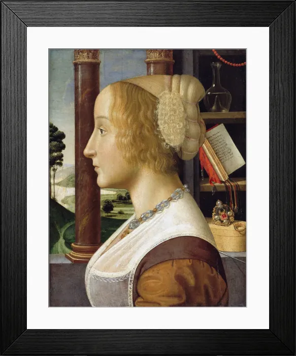 Framed Print : Profile Portrait of a Young Woman. Artist: Ghirlandaio, Davide (1452-1525) Framed Print : Profile Portrait of a Young Woman. Artist: Ghirlandaio, Davide (1452-1525)