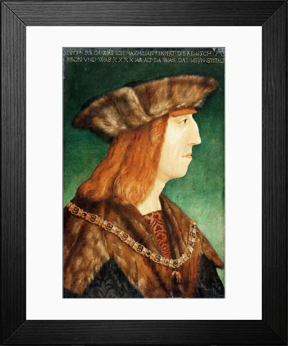 Framed Print : Portrait of Emperor Maximilian I (1459-1519), after 1504. Artist: Durer, Albrecht, (Workshop) Framed Print : Portrait of Emperor Maximilian I (1459-1519), after 1504. Artist: Durer, Albrecht, (Workshop)