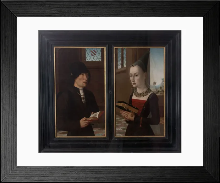 Framed Print : Portraits of the banker Pierantonio Baroncelli and his wife Maria Bonciani, 1489. Artist: Master of the Baroncelli Portraits (aktiv ca 1480-1490) Framed Print : Portraits of the banker Pierantonio Baroncelli and his wife Maria Bonciani, 1489. Artist: Master of the Baroncelli Portraits (aktiv ca 1480-1490)