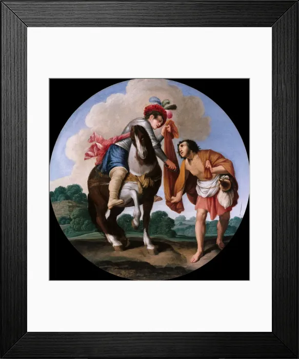 Framed Print : Saint Martin and a beggar, c. 1608-1610. Artist: Saraceni, Carlo (1579-1620) Framed Print : Saint Martin and a beggar, c. 1608-1610. Artist: Saraceni, Carlo (1579-1620)