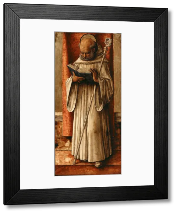 Framed Print : Saint Benedict, c. 1490. Artist: Crivelli, Carlo (c. 1435-c. 1495) Framed Print : Saint Benedict, c. 1490. Artist: Crivelli, Carlo (c. 1435-c. 1495)